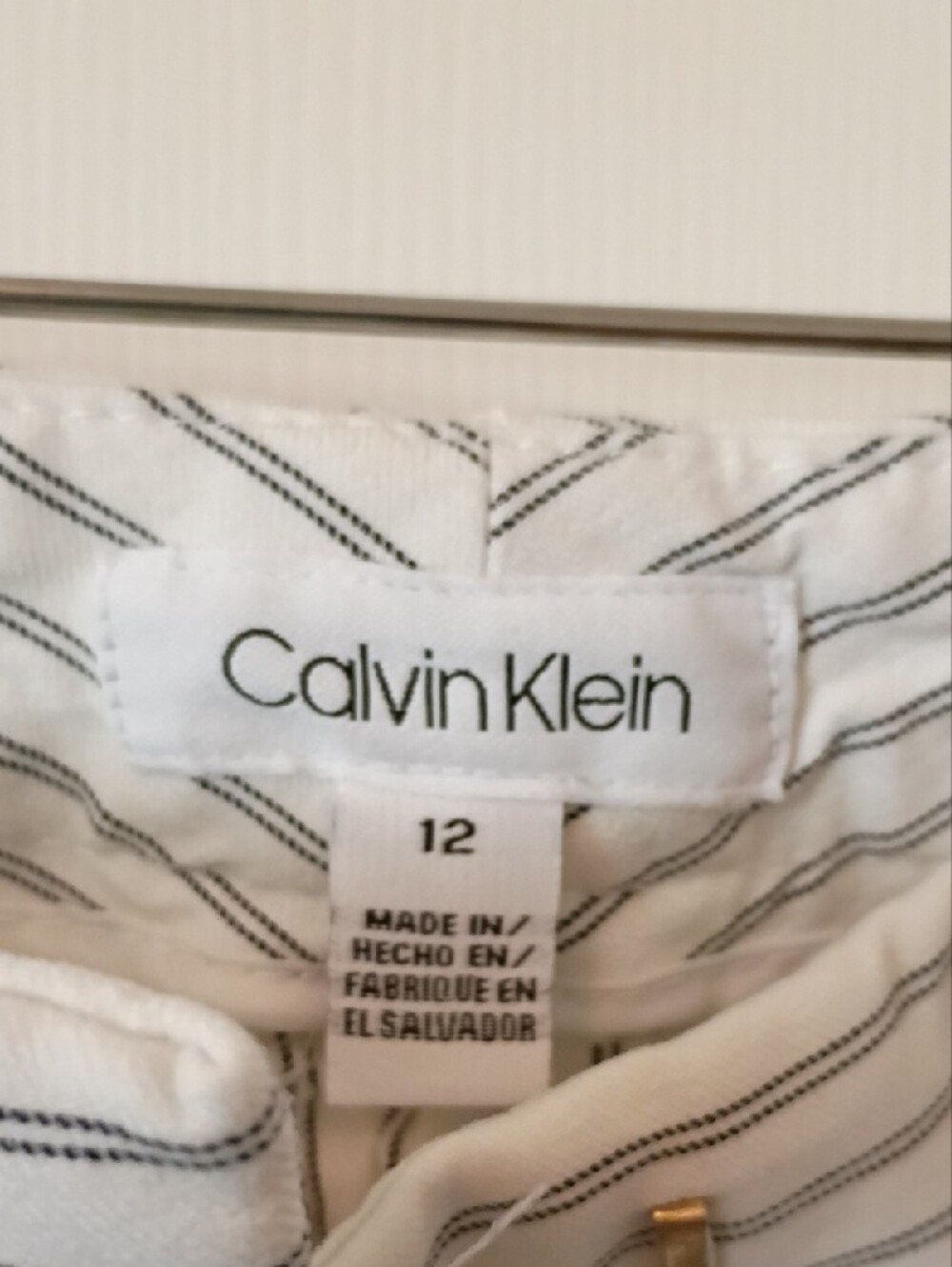 Calvin Klein White Pants with  Pinstripes Size 12 - Picture 3 of 6